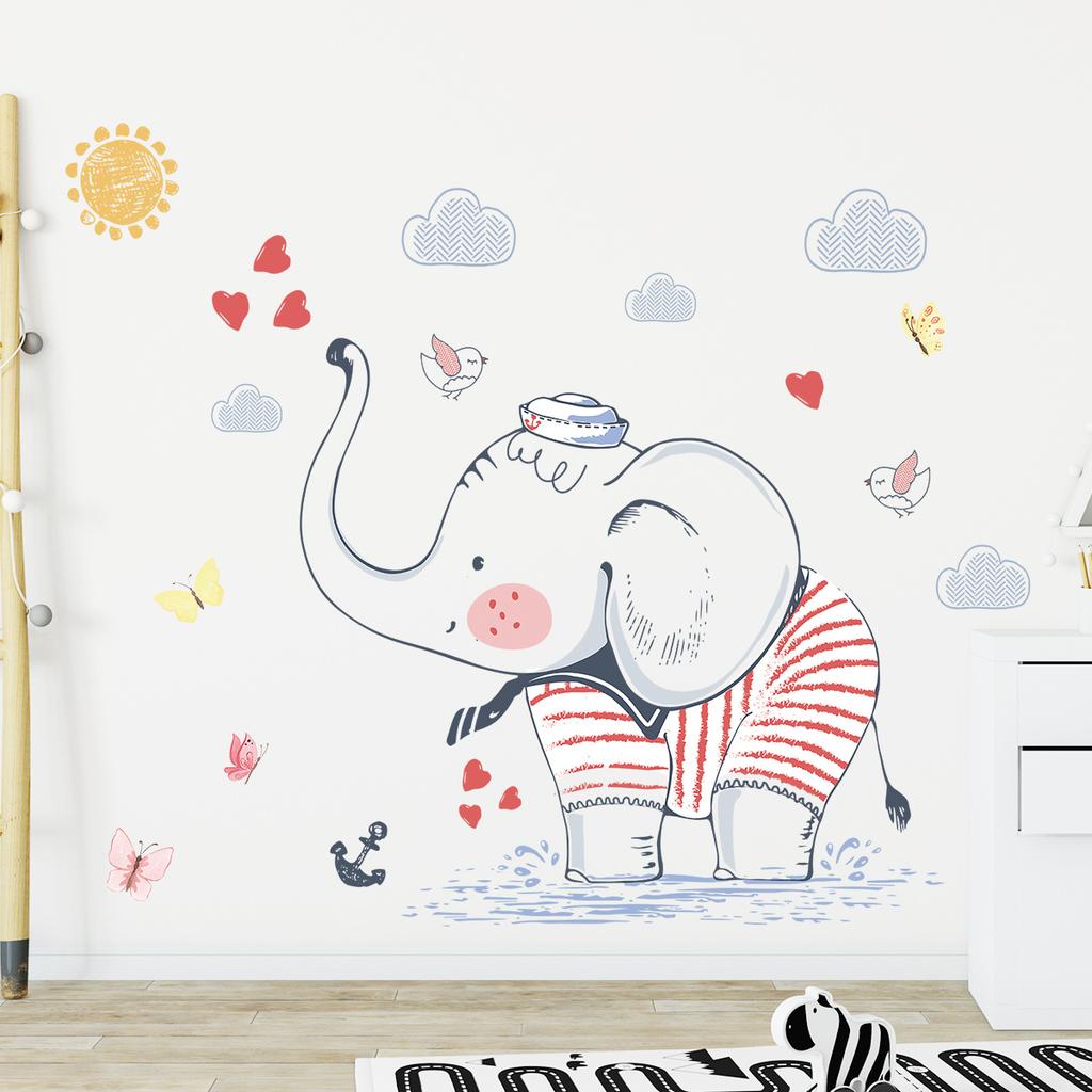 Children's Room Wall Stickers Cartoon Animals on Train Airplane Hot Air Balloon Wall Decals Baby Nursary Kindergarten Decoration
