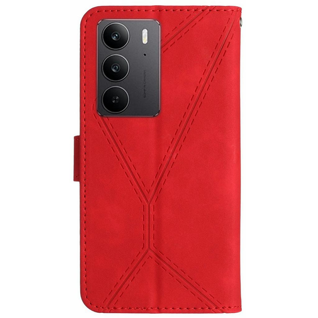 For Realme C75 Case Skin Touch Lines PU Leather Flip Phone Cover