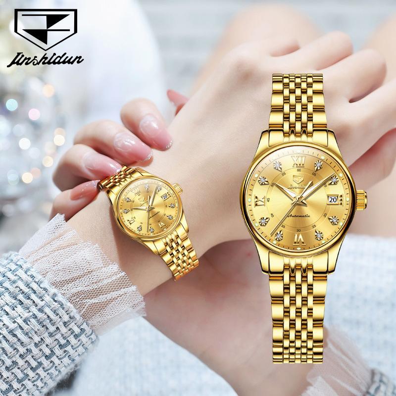JINSHIDUN New Business and Leisure Ladies Watch Single Calendar Fully Automatic Mechanical Surface Luminous Waterproof High -end Watch