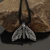 Vintage Viking Skull Moth Pendant Necklace - Gothic Party Accessory