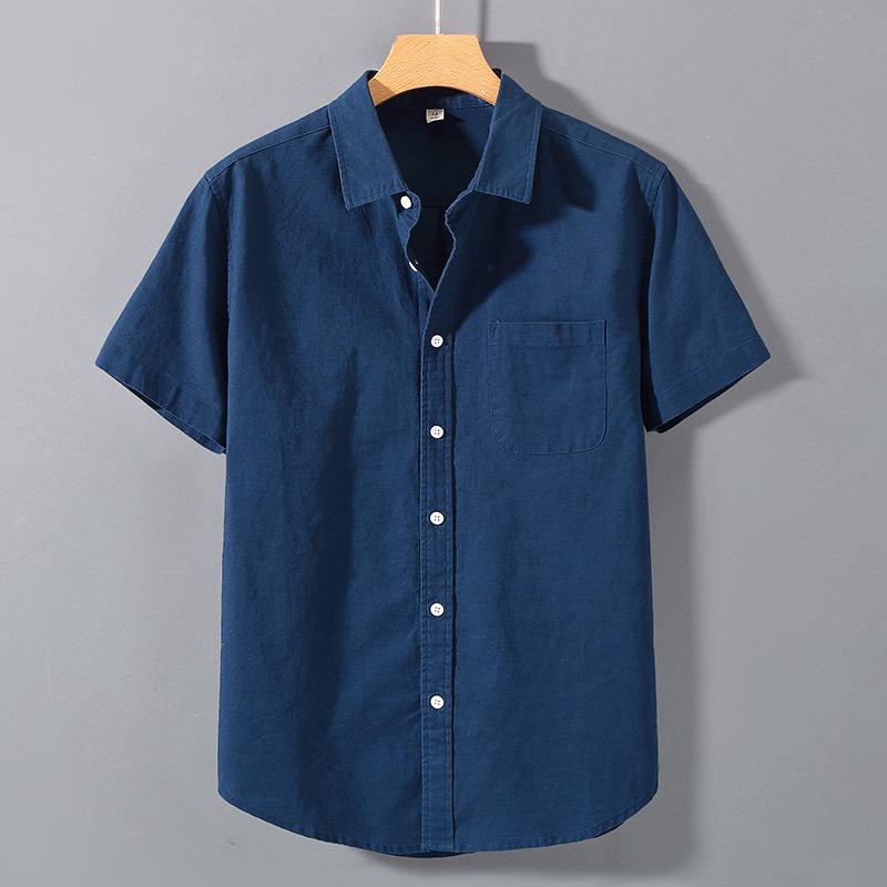 Men's Summer Casual Linen Short-Sleeve Lapel Shirt