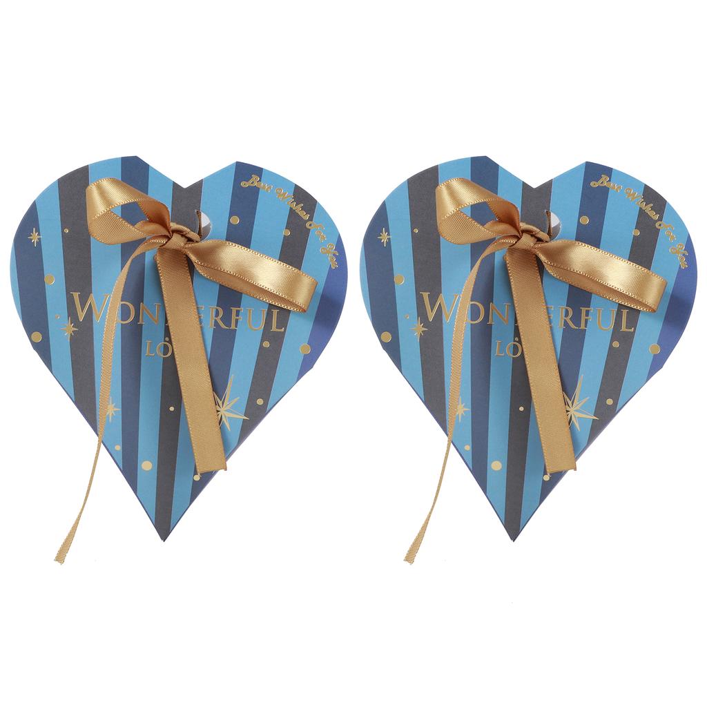30Pcs HeartShaped Candy Box Gift Bags for Wedding Baby Shower Birthday Party Decoration(Blue Box with Gold Ribbon )