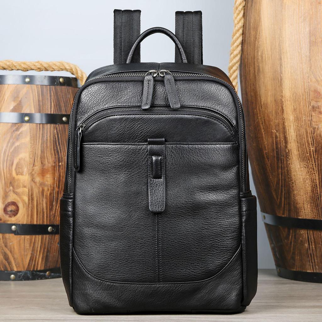 Men's Genuine Leather Backpack: Lightweight, Large Capacity, Business Casual Computer Bag