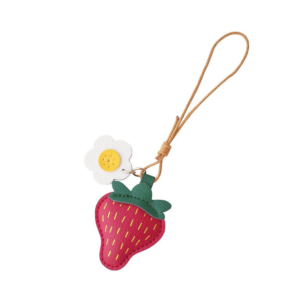 3D Strawberry Pendant Keychain - Cute Girly Charm for Bags & Cars