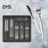 Kitchen Flatware Utensil Holder with Lid 6 Compartments Drawer Countertop Chopstick Spoon Fork Cutter Cutlery Storage Box Covered Organizer Tray