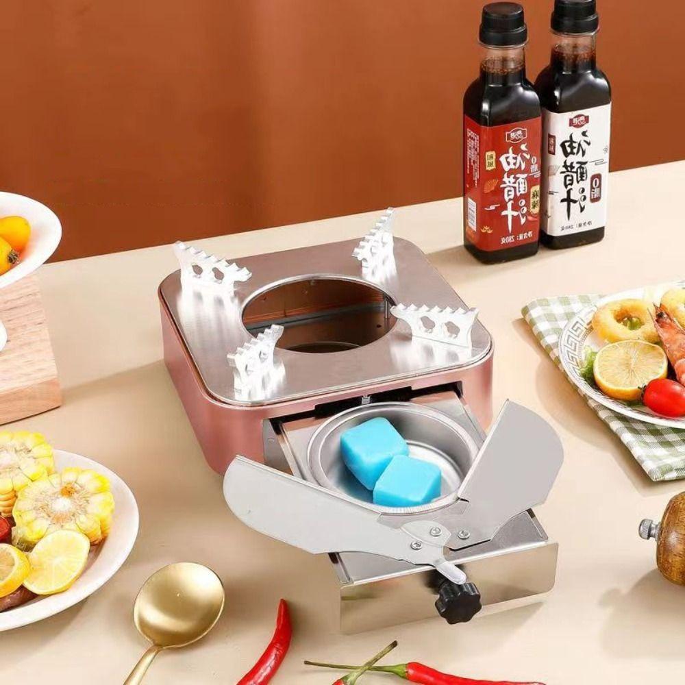 Ultralight Burner Stove Square Camping Furnace Cooker Tool Stainless Steel Alcohol Stove  Trip