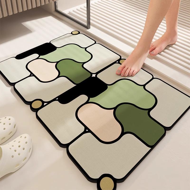 Absorpčná podložka na kúpeľňovú podlahu z rozsievkovej zeminy - Minimalistická, odolná voči nečistotám, ľahko čistiteľná rohožka do predsiene.
