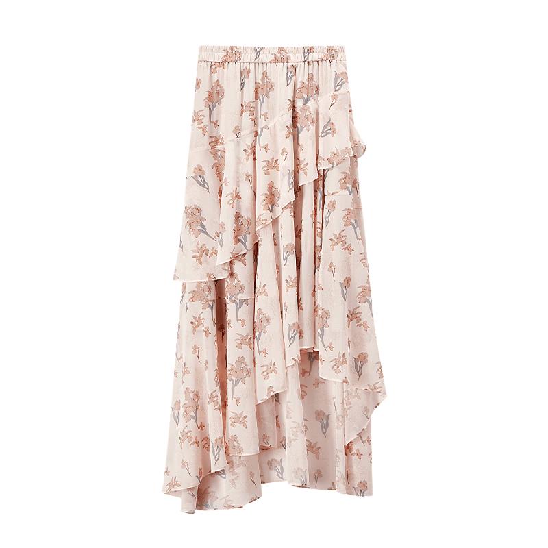 

Women s High-Waist Ruffle Floral Midi Skirt XL