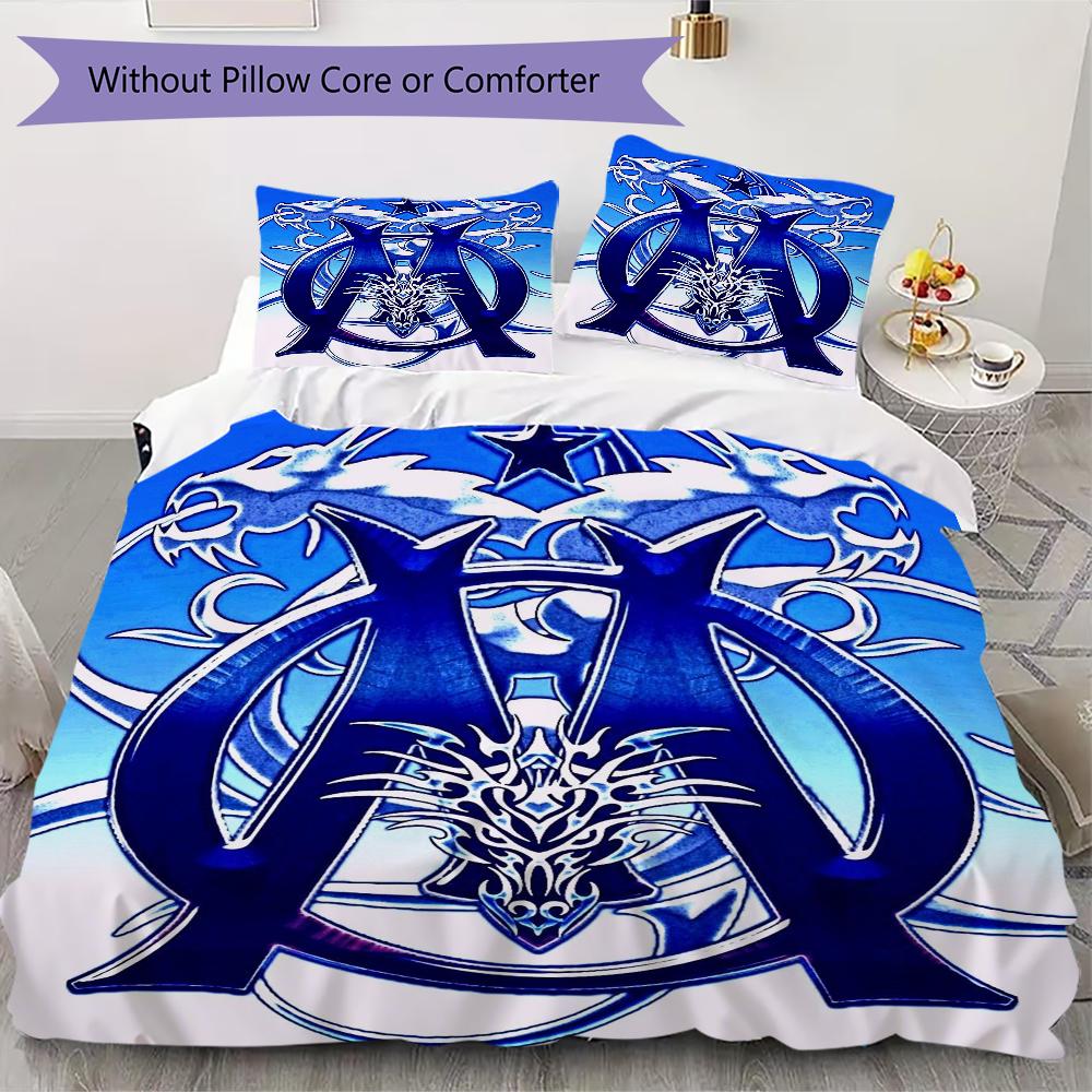 Olympique De Marseille Pattern Bedding Uilt Set Uilt Cover Pillowcase Home Decoration Birthday Gift (1 * Duvet Cover + 2 * Pillowcase Without Core)