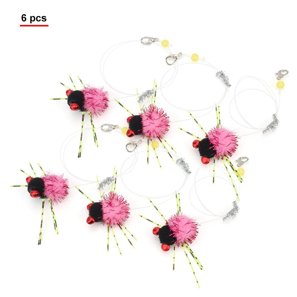 6pcs Simulation Spider Flying Bugs Insects Replacement Head for Cat Teaser Stick Rod Pet Cat Toys