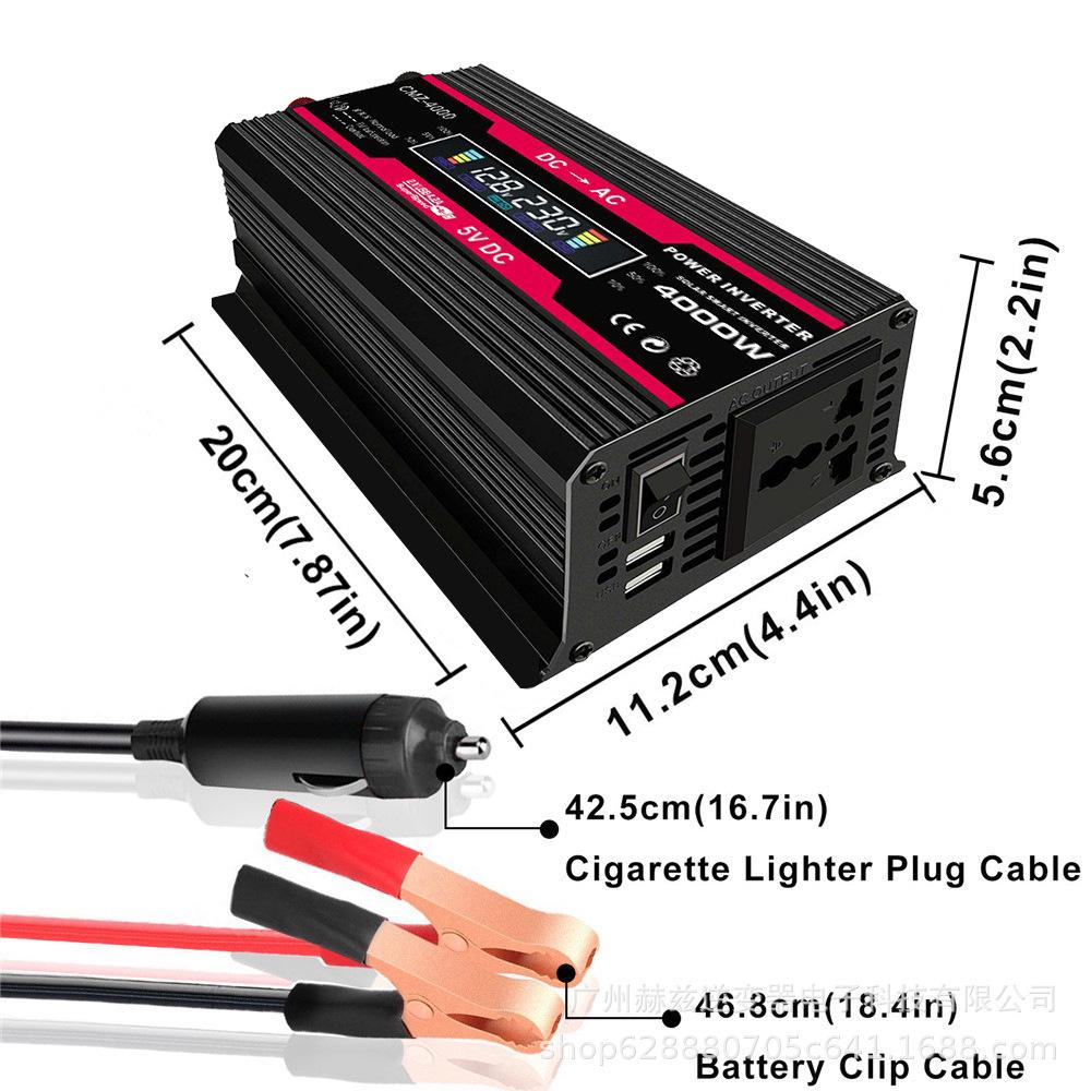 Smart LED Display Car Inverter 12V to 220V/110V with Dual USB