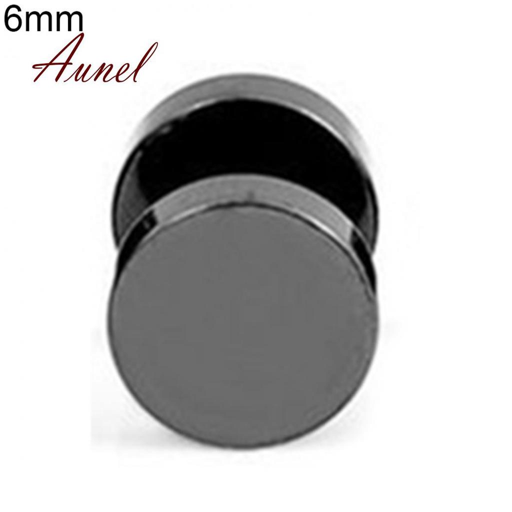 Punk Round Black Stainless Steel Ear Stud Piercing Earrings 3mm - 14mm
