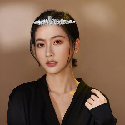 Bridal Zircon Alloy Headband Jewelry Electroplated Thick Silver Hairband Crown Versatile Headband Hair Accessories