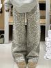 Retro Leopard Print Washed Denim Jeans - Autumn 2025 Loose, Slimming, Casual Straight-Leg Pants