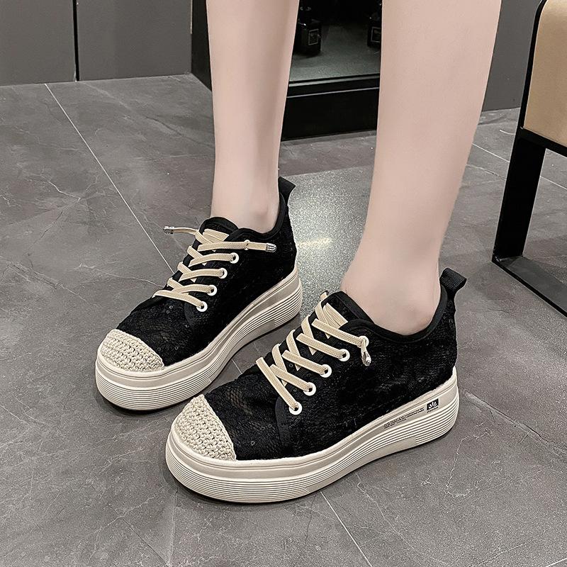 

Mesh breathable fisherman shoes women s lace platform 2025 your new summer lazy casual muffin heightening women s shoes 40 чорний