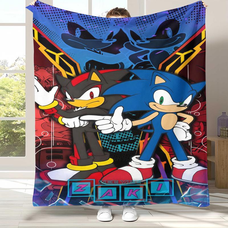 

Ретро Мультяшное Игровое Фланелевое Одеяло S-Sonic, Ультра Мягкое Теплое Плюшевое Покрывало для Дома, Спальни, Кровати, Дивана, Походного Пикника, Подарок 75x90cm