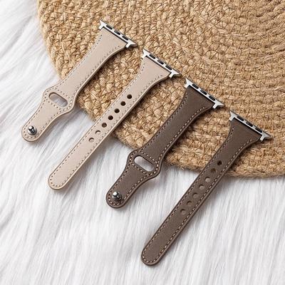Slim Leather Strap for Apple Watch Band Ultra 49mm 8 41mm 45mm 7 SE 654321 44mm Women Bracelet Loop for Iwatch Series 42mm 40mm