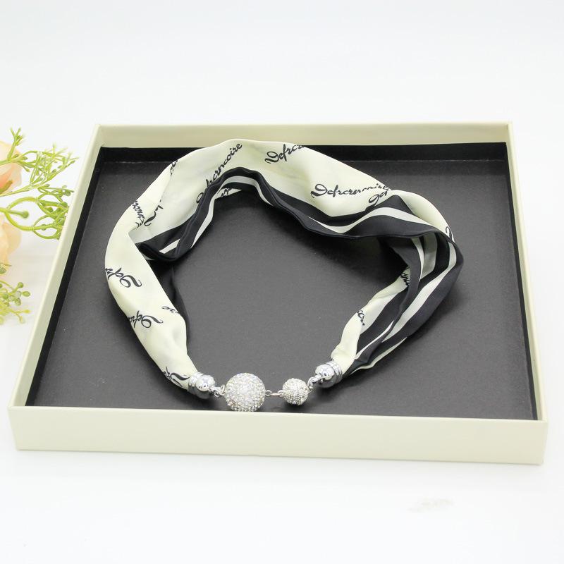 Magnetic Buckle Silk Scarf Necklace Summer Women'S Silk Scarf Pendant Simple Neck Protection Collarbone Fashion Thin Silk Scarf