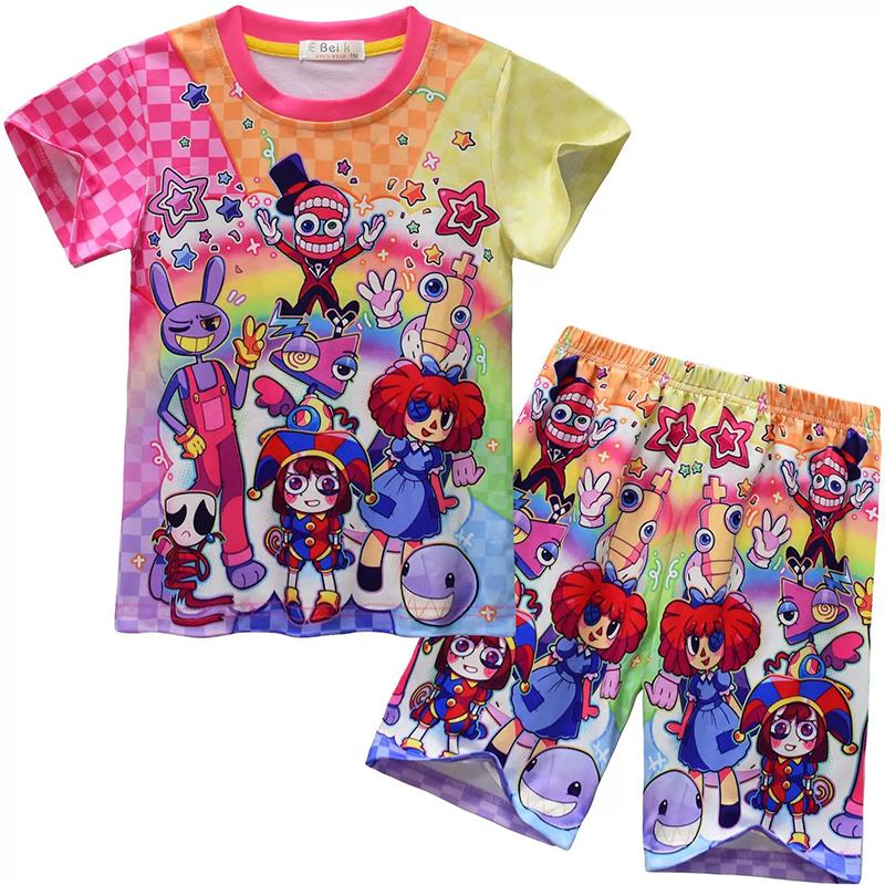 2026 The Amazing Digital Circus Moda T-shirt Pantaloncini Set da 2 Pezzi per Bambini Abbigliamento Tuta T-shirt per Ragazzi e Ragazze Stampa 3D Estate