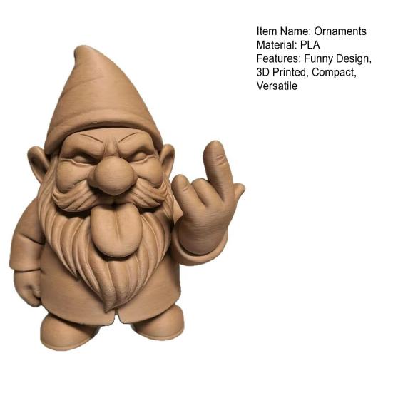 Umbra Studio Funny 3D Printed Garden Gnome Statue, Quirky Tongue Out Figurine with Hand Gesture, DIY Paintable Desk Office Decor, Cute Yard