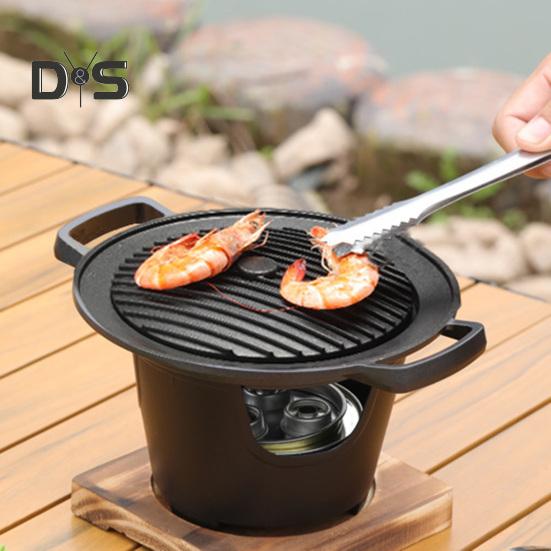Mini-BBQ-Alkoholkocher, japanischer Kochofen für eine Person, antihaftbeschichtete Grillplatte für den Außenbereich, für Camping-Picknick, multifunktionale Grillwerkzeuge