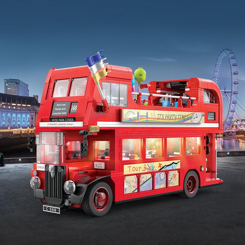 

Cada C59008 Лондонский ретро туристический автобус, развивающая игрушка, строительные блоки, игрушки, строительные наборы, игрушки и хобби для детей