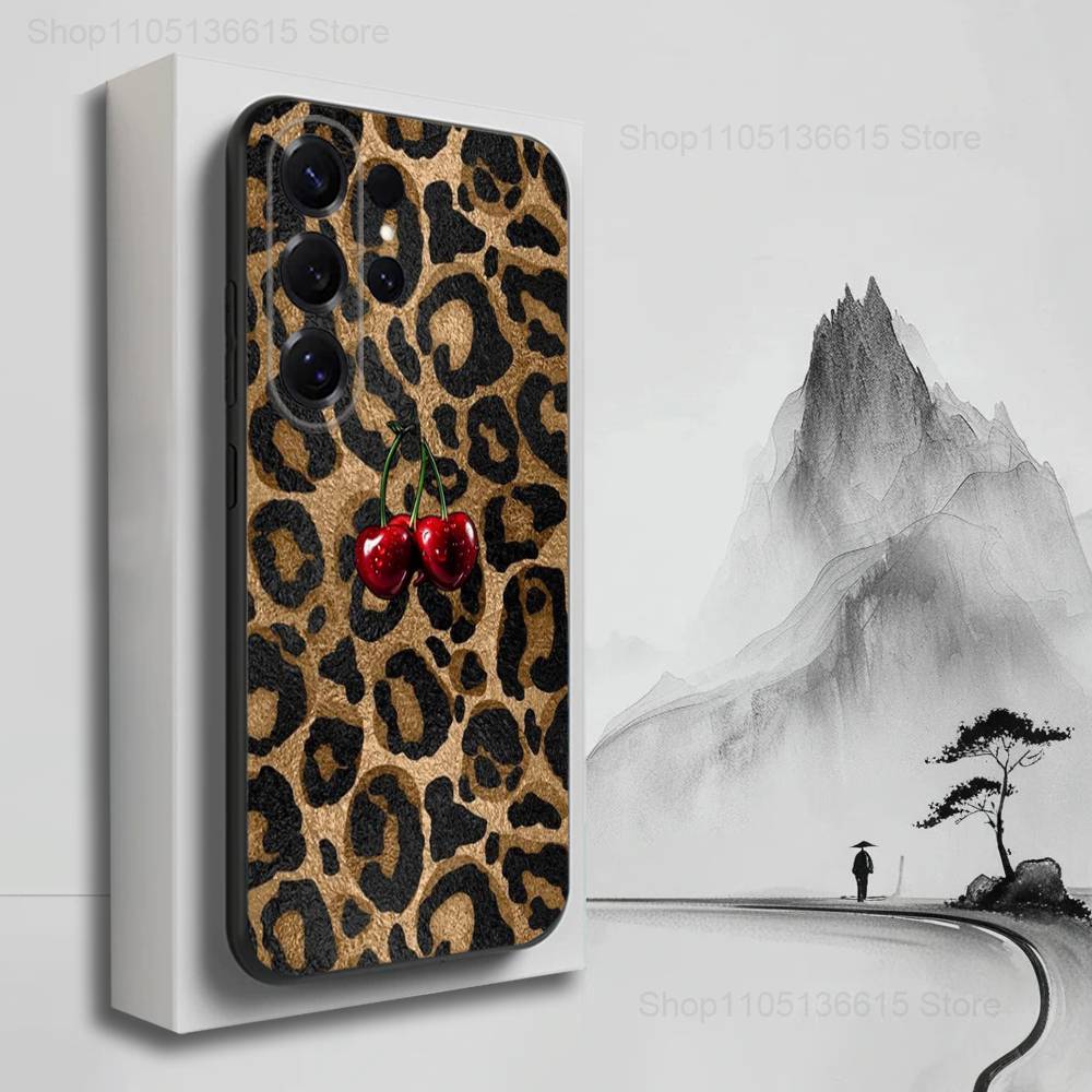 Luxury Leopard Fashion Print Case For Samsung S22,S21,S9,S25,S24,S23,Ultra,FE,S20,S10,Plus,Lite,Soft Silicone Black