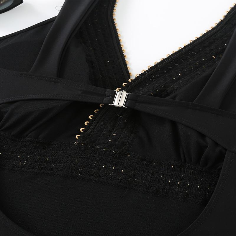 2024 new swimsuit women's solid color slimming one-piece large size sexy fat sister bikini