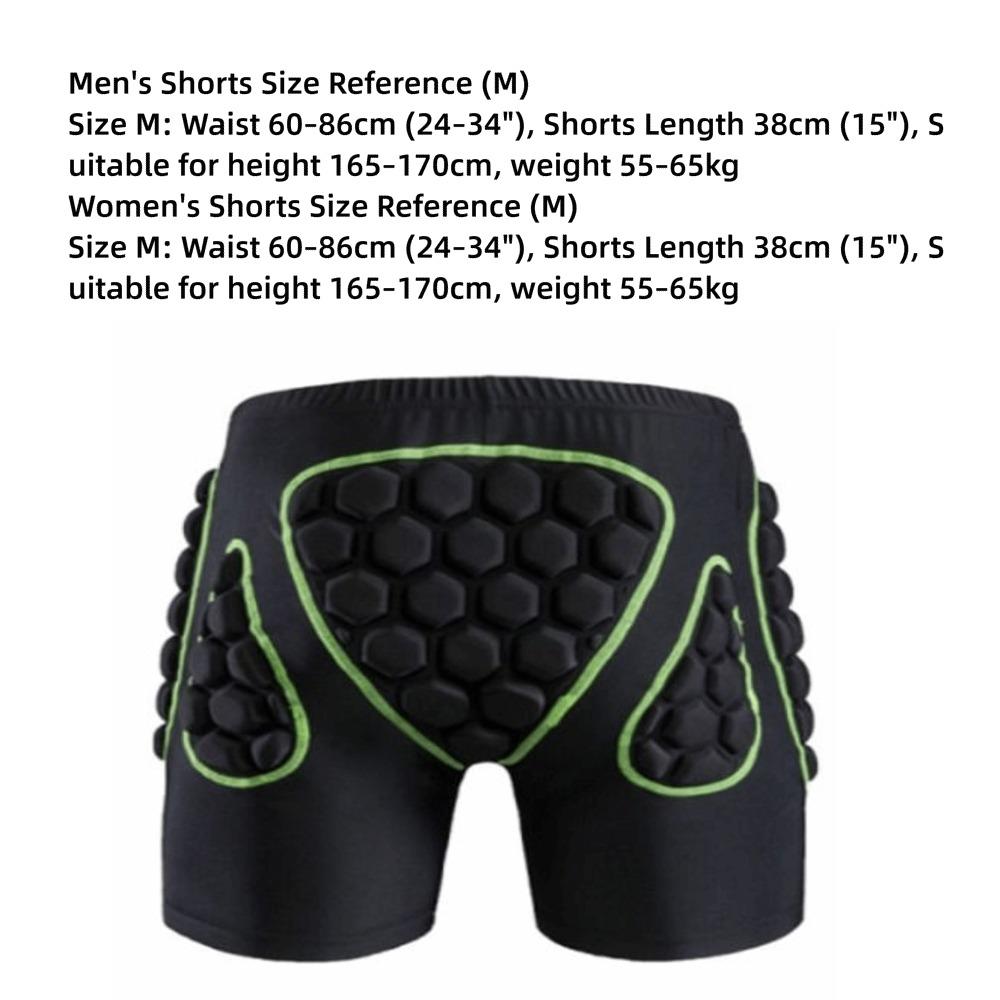 Elastic Waistband Padded Protective Shorts Outdoor Padded Protective Shorts  Snowboarding Green trim M