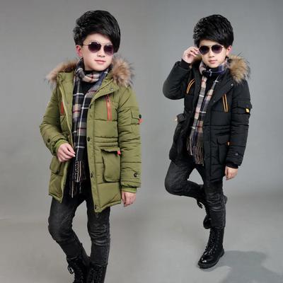 Winter Children Boys Jacket Hooded Down Cotton Thick Warm Boys Parka Kids Outerwear Coat