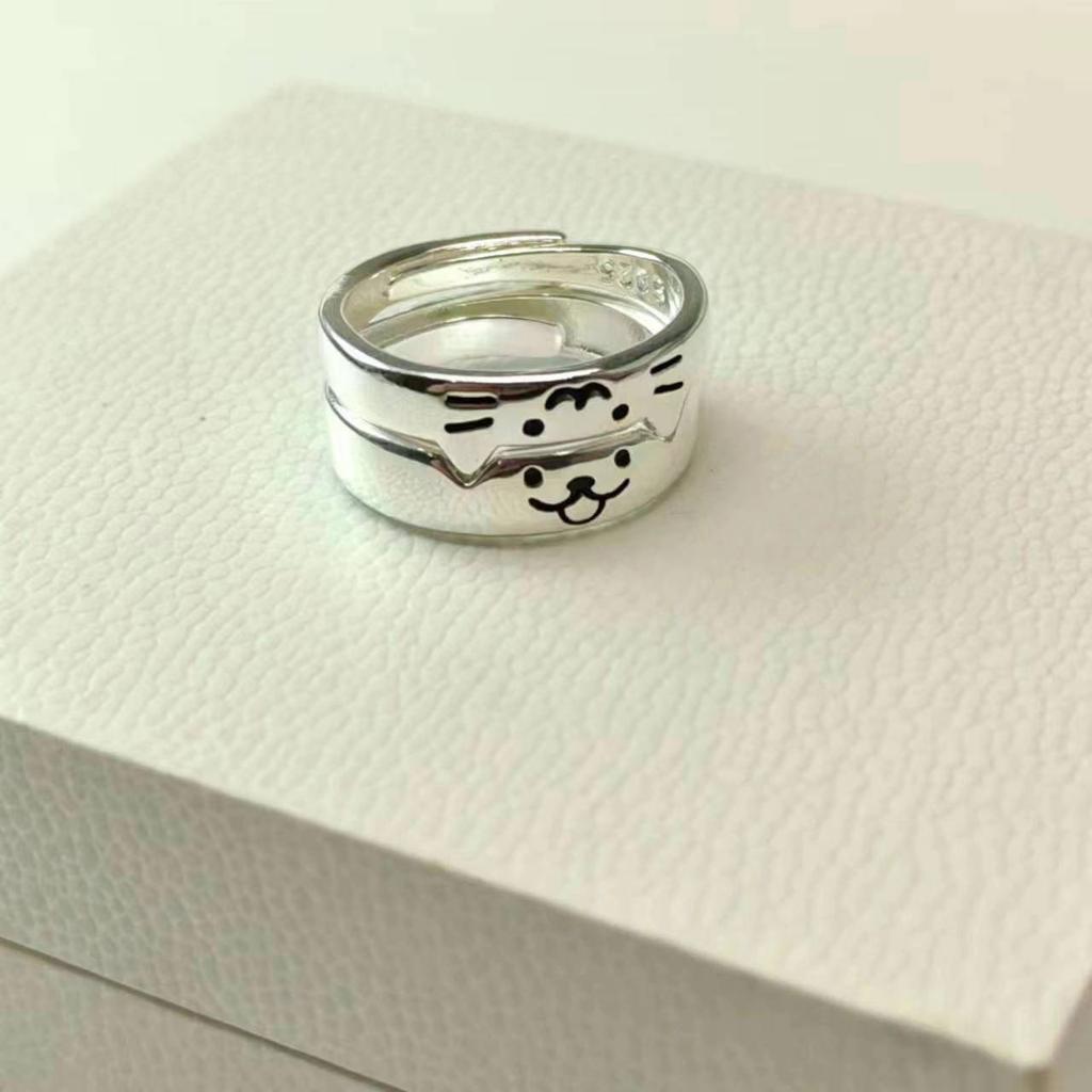 Cat and dog diary ring female kitten puppy couple pair ring ins niche design sense opening adjustable index finger ring