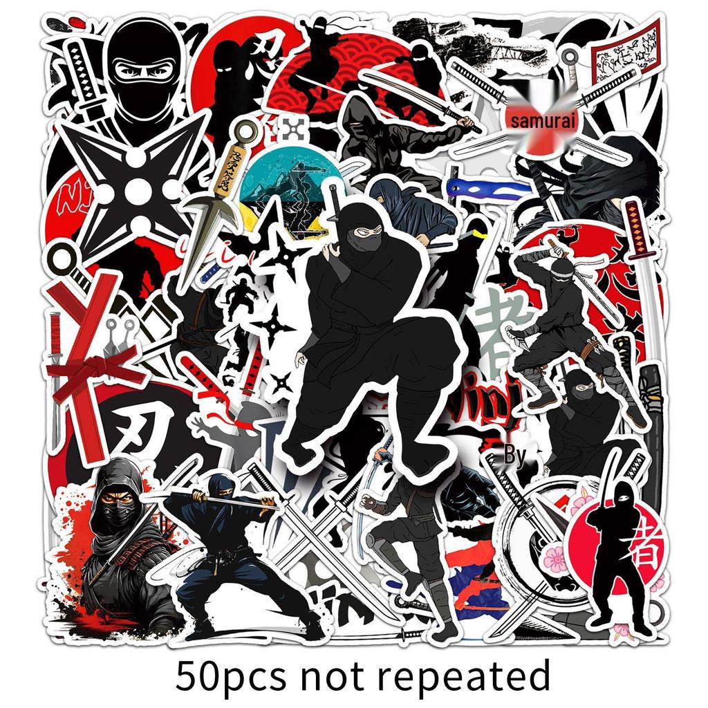 50 Cool Waterproof Japanese Ninja Stickers for Suitcases, Phones & Computers