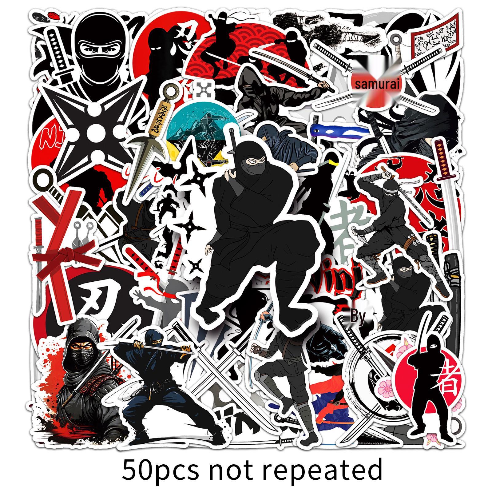 50 Ninja Cartoon Stickers - Trendy Waterproof Laptop Decor