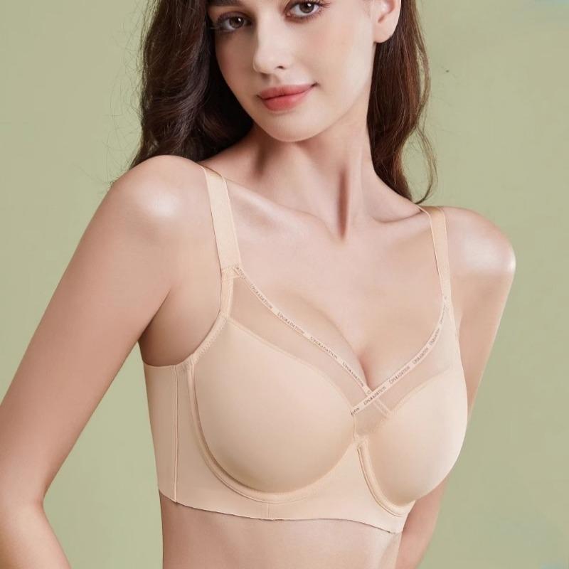 Women Seamless Liquid‑Feel Bra, Summer Thin Full‑Cup Shaping Bra, Minimizer for Large Bust, Push‑Up & Side‑Fat Collection Adjustment Bra