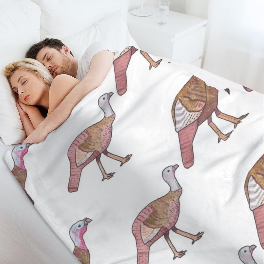 Wild Turkey Bird Species Watercolor Bird Art Throw Blanket Soft Plush Plaid Bed Plaid Soft Plaid Travel Blankets