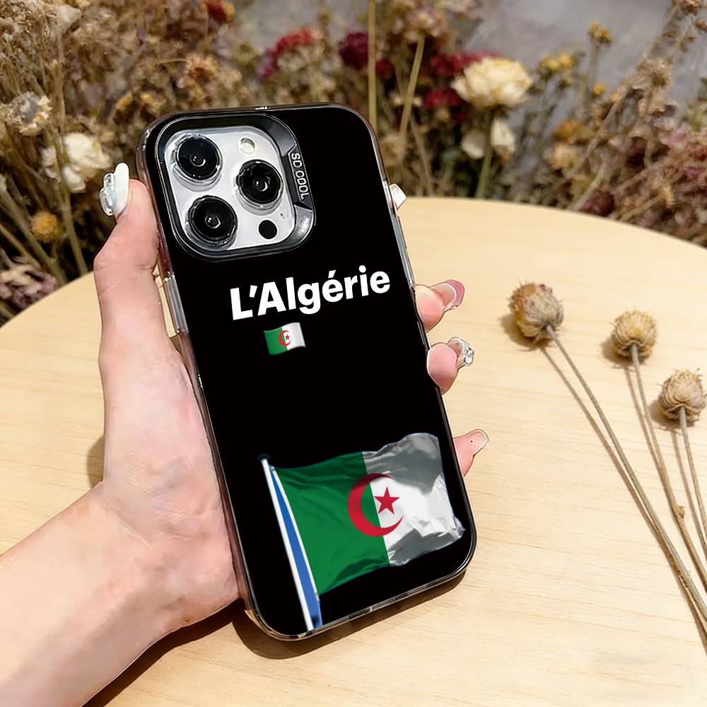 Algeria F-Flag Phone Case For iPhone 17,16,15,14,13,12,11 Plus,Pro Max,XS,Colorful Silver Black Cover