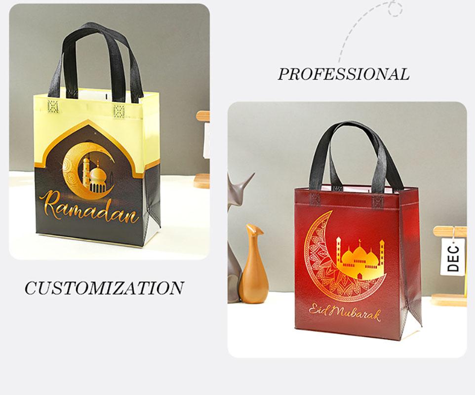 Storage Gift Decoration Suppily 20*25*10cm Stobag Ramadan Laminated Non Woven Bag Moon Castle Non-Woven Gift Bag For Festival