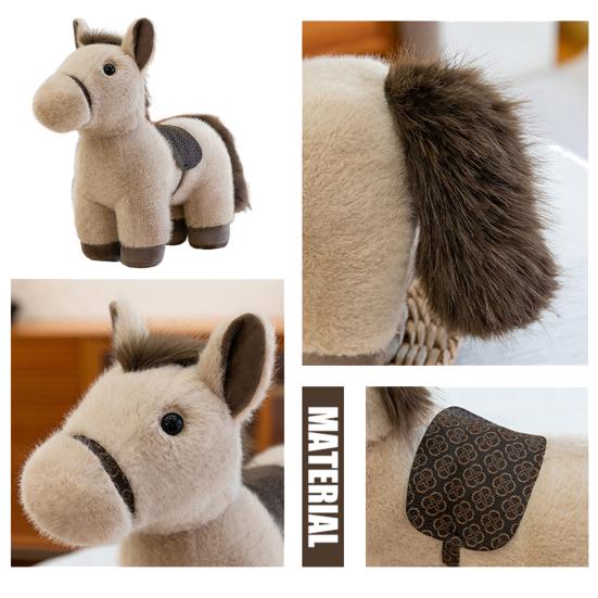 Horse Plush Doll Soft Stuffed Animal Toy Realistic Pony Desk Ornament Classic Birthday Gift for Children