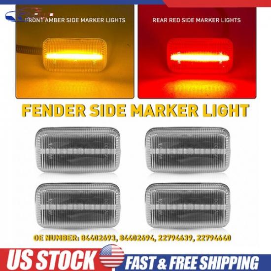 4X LED Side Marker Lights For GMC Sierra Chevy Silverado 2500HD 3500HD 2015-