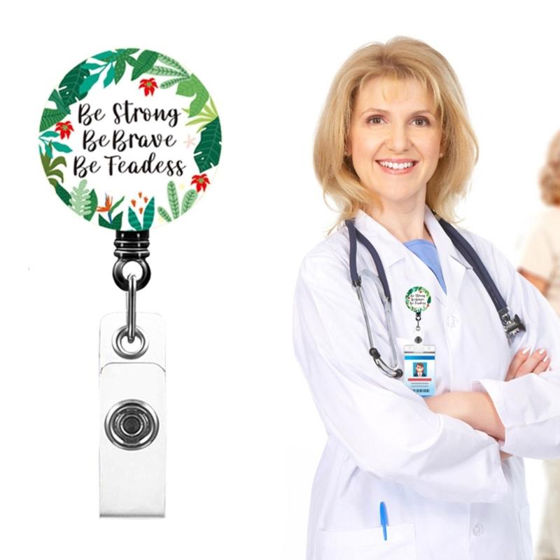 Retractable Badge Holder with Metal Clip Rotating ABS Badge Holder for Student Teacher Doctor Nurse Badge Holder