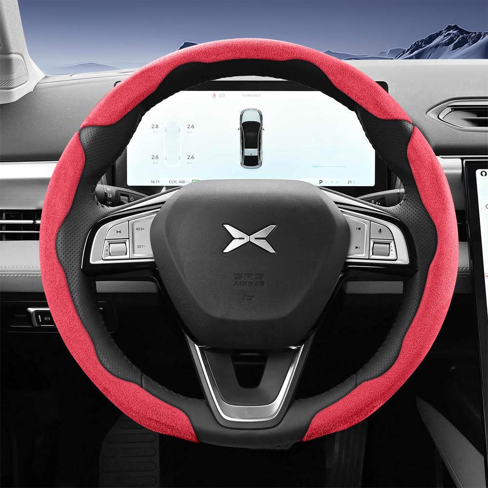 bpzsw1 Suitable for Xpeng Sports Suede Steering Wheel Cover, Split Snap-On Style, Non-Slip and Durable, for Models Such as G6, G9, P7, P7+, X9, G3,