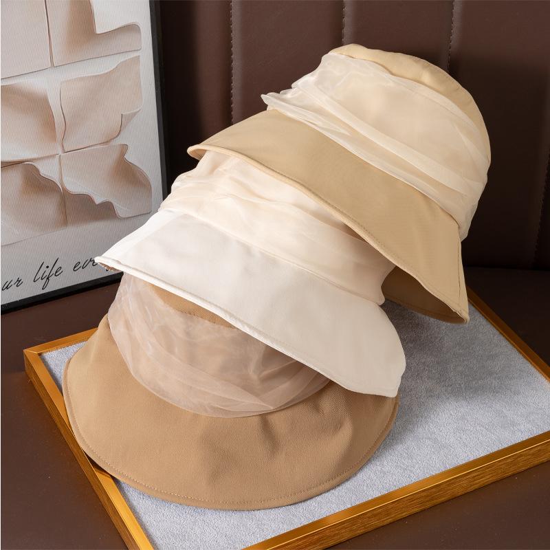Hat women's spring and summer new sunscreen visor hat fashion high sense breathable bucket hat