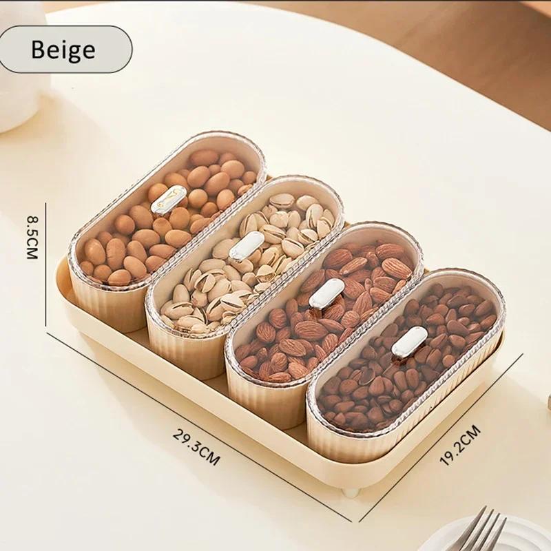 

Набор из 4 пластиковых тарелок для закусок с подносом, контейнером для конфет, орехов, фруктов с прозрачной крышкой, посуда для закусок, домашняя вечеринка