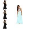 Elegant Women Round Neck Sleeveless Geometric Print Chiffon Dress Long Floor Length Stylish Casual Attire