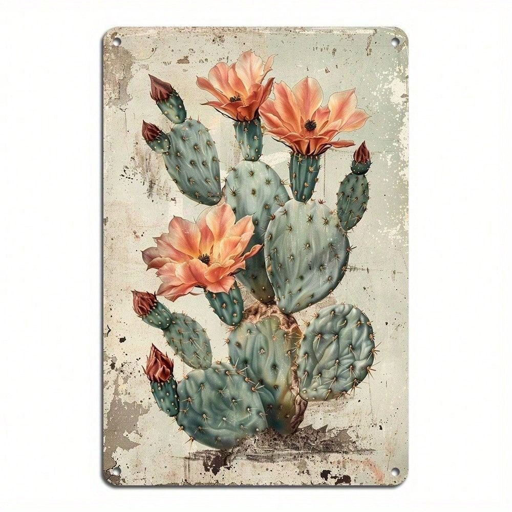 

Retro Cactus Metal Wall Poster, Vintage Home Decor, Durable