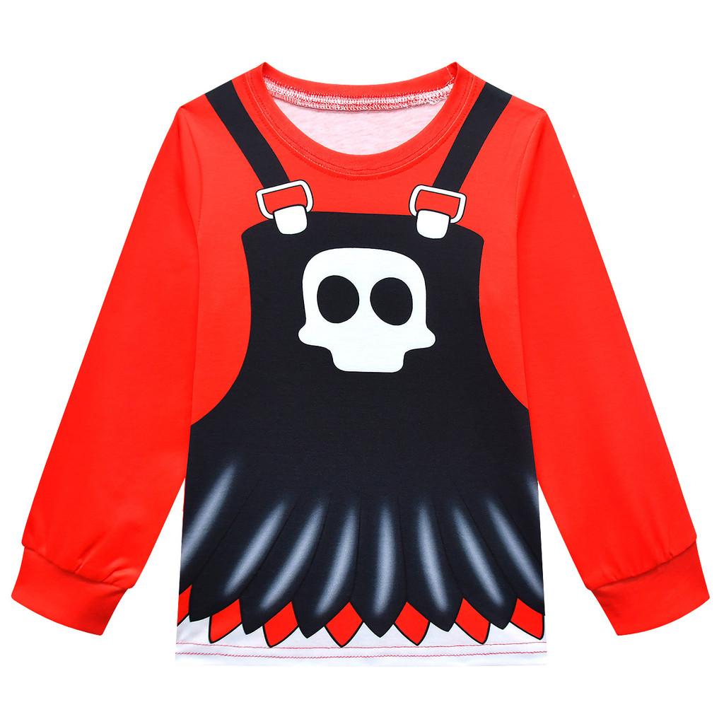 19786 Kids Girls Lily Lovebraids Skull Printed Long Sleeves T-shirt Top Trousers Sets