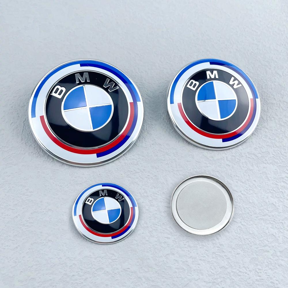 3 Stück ABS 74mm/82mm/45mm 50. Jubiläum Auto Fronthauben-Emblem Kofferraum Heckplakette Lenkradabdeckung für Mini BMW Zubehör