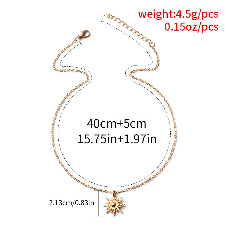 Simple Gold Color Sun Pendant Necklace for Women Niche Design Elegant Clavicle Chain Personality Choker Wedding Party Jewelry