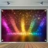 2D Flat, 1 Piece, Rainbow Glitter Background Banner, Sparkling Colors - Self Luminous Party Decoration