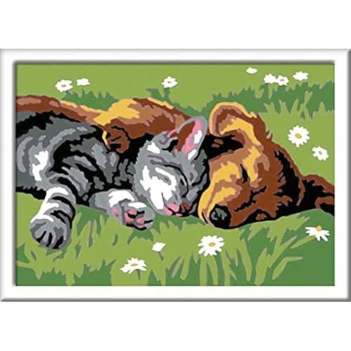 Ravensburger CreArt Sleeping Cats and Dogs Paint By Numbers for Children - Painting Arts and Crafts Kits for Ages 7 Years Up